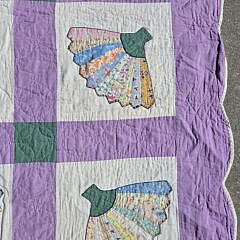 Vintage American Fan Patch Work Quilt, circa 1930s