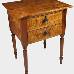 American Tiger Maple Two Drawer Work Stand