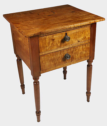American Tiger Maple Two Drawer Work Stand