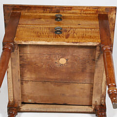 American Sheraton Tiger Maple Two Drawer Work Stand, circa 1820-1840