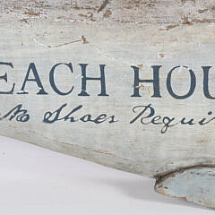 Vintage Carved Half Whale Painted Hanging Sign “Beach House, No Shoes Required”