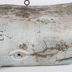 Vintage Carved Half Whale Painted Hanging Sign “Beach House, No Shoes Required”