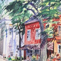C. Robert Perrin Watercolor “Corner of Main” at Center Street