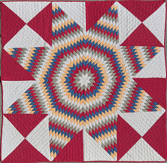 American Vintage "Lone Star" Patchwork Quilt, circa 1920s