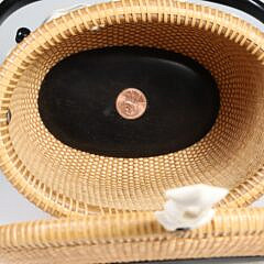 Michael Kane Ebony and Cane Oval Nantucket Lightship Cocktail Basket, circa 2011