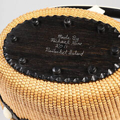 Michael Kane Ebony and Cane Oval Nantucket Lightship Cocktail Basket, circa 2011