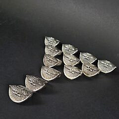 Group of Twelve Silver Plated Nantucket Friendship Basket Purse Napkin Rings