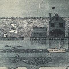 John Lochtefeld Limited Edition Nantucket Etching “Nocturne Old North Wharf”