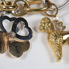 18k Yellow Gold Old World Chain Necklace with 10 Charms, 228g
