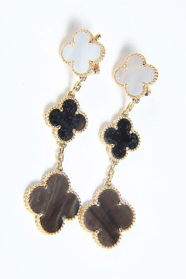 Van Cleef and Arpels Magic Alhambra 18k Gold 3 Motifs Earrings