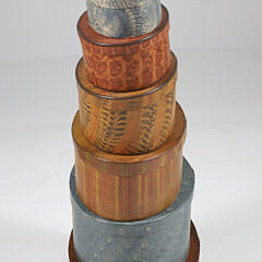 Set of 9 American Oval Hand Grain Painted Shaker Style Boxes, C. Hope of Kennebunk, Maine