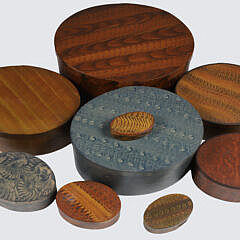Set of 9 American Oval Hand Grain Painted Shaker Style Boxes, C. Hope of Kennebunk, Maine