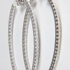 Pair of Diamond White Gold Hoop Earrings