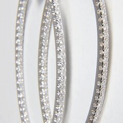Pair of Diamond White Gold Hoop Earrings