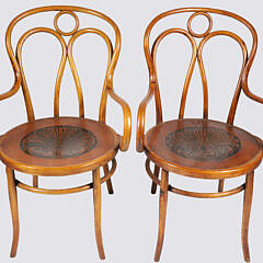 Pair of Bentwood Armchairs 19th Century Pressed Board Seats