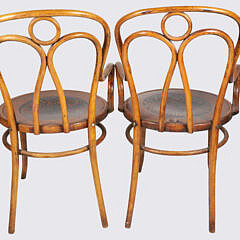 Pair of Thonet Style Bentwood Armchairs 19th Century Pressed Board Seats