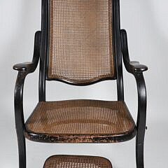 Antique Bentwood and Caned Armchair and Foot Stool