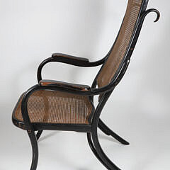 Antique Bentwood and Caned Armchair and Foot Stool