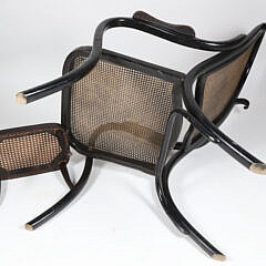 Antique Bentwood and Caned Armchair and Foot Stool