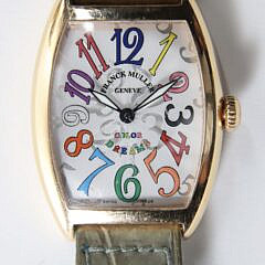 Vintage Frank Muller 18k Yellow Gold “Color Dreams” Swiss Wristwatch with Leather Strap